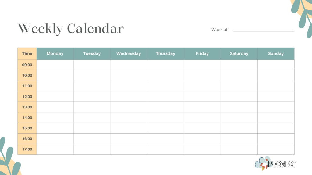 weekly calendar printable