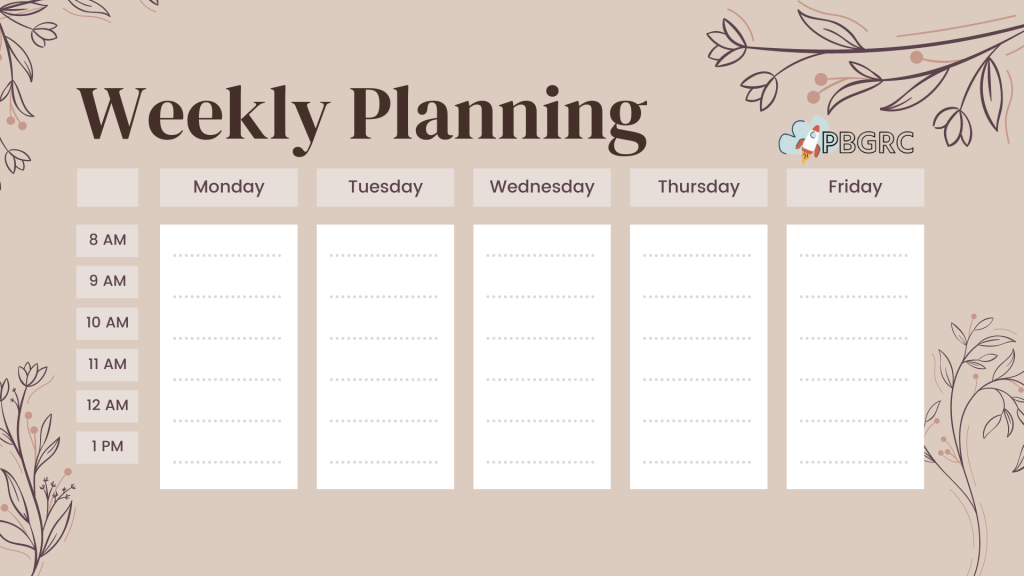 weekly calendar template free