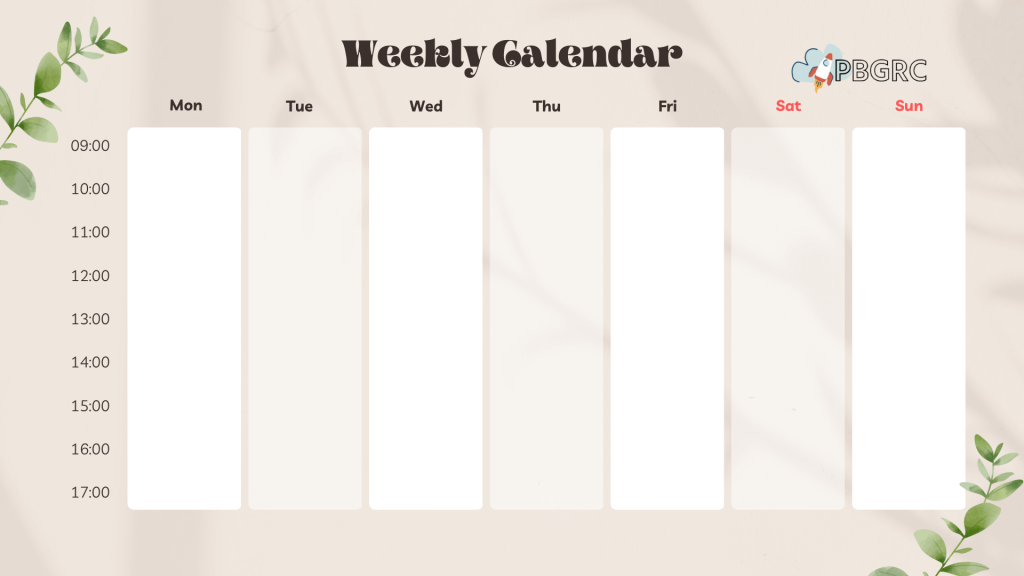 weekly calendar templates free