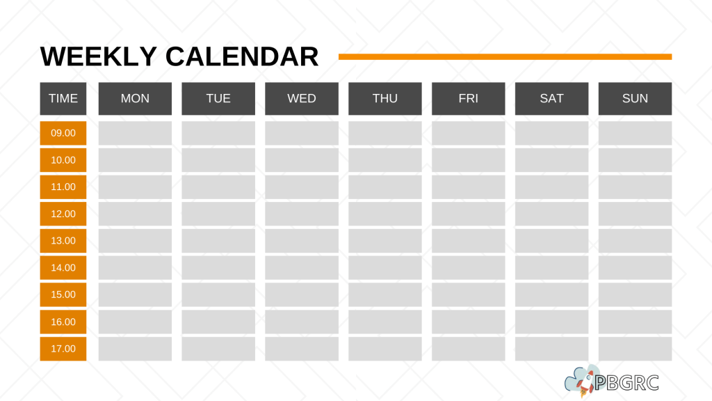 weekly calendar with time slots