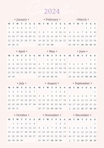 Free Printable Yearly Calendar 2024 Planner Templates