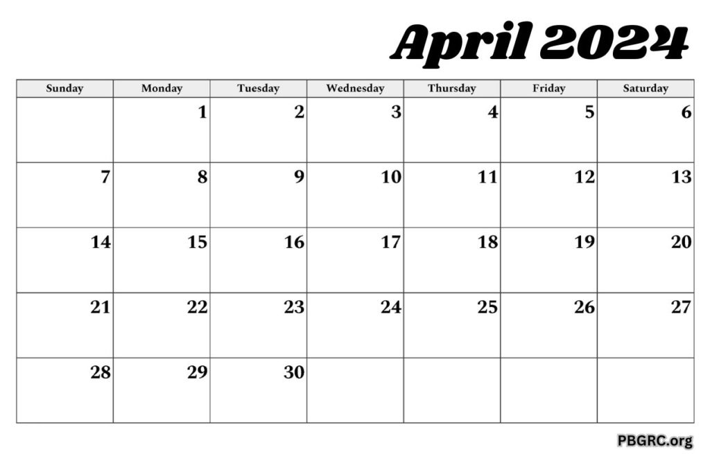 2024 April Blank Calendar