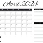 2024 April Calendar Fillable Templates