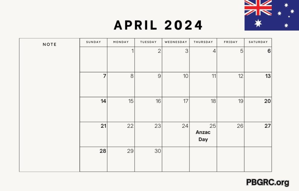 April 2024 Australia Calendar