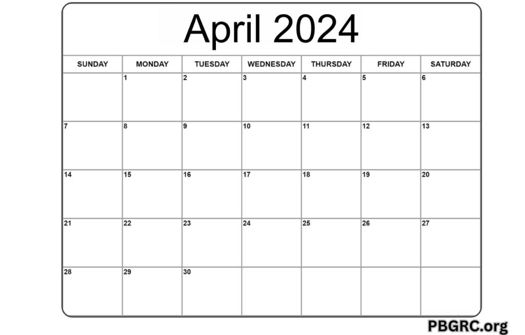 April 2024 Editable Calendar