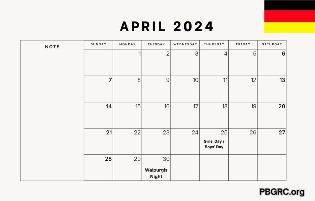 April 2024 Germany Calendar