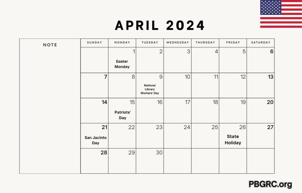 April 2024 USA Calendar