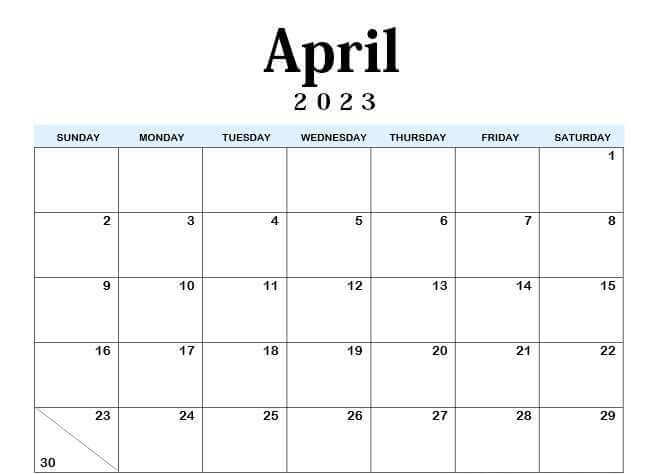 April editable 2023 calendar