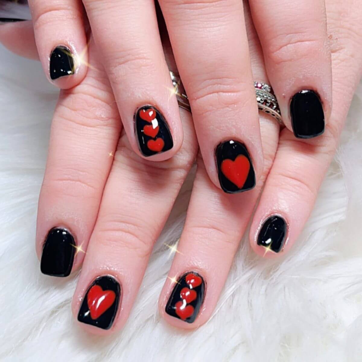 Black And Red Valentines Day Nails