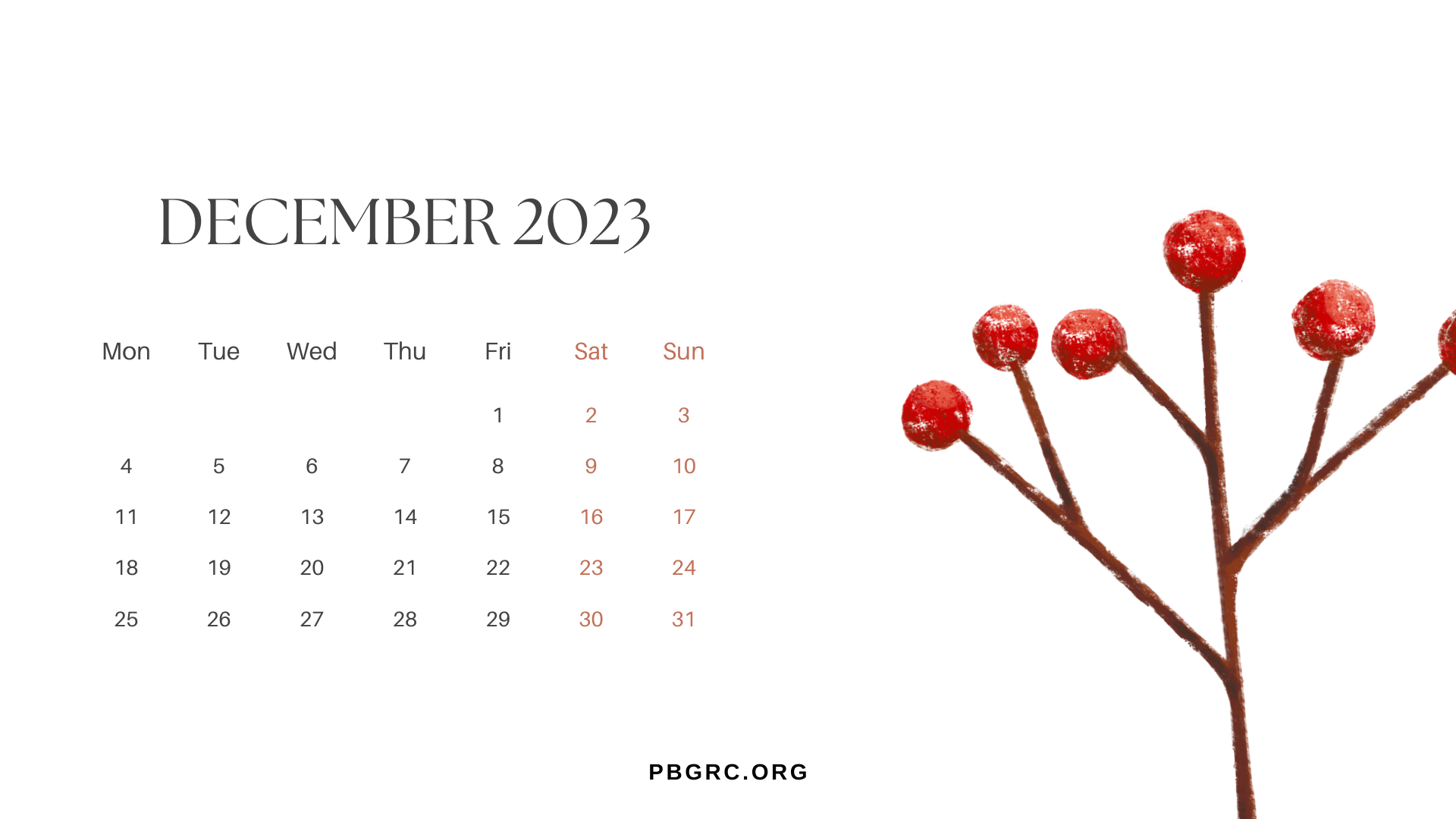 December 2023 Calendar PDF