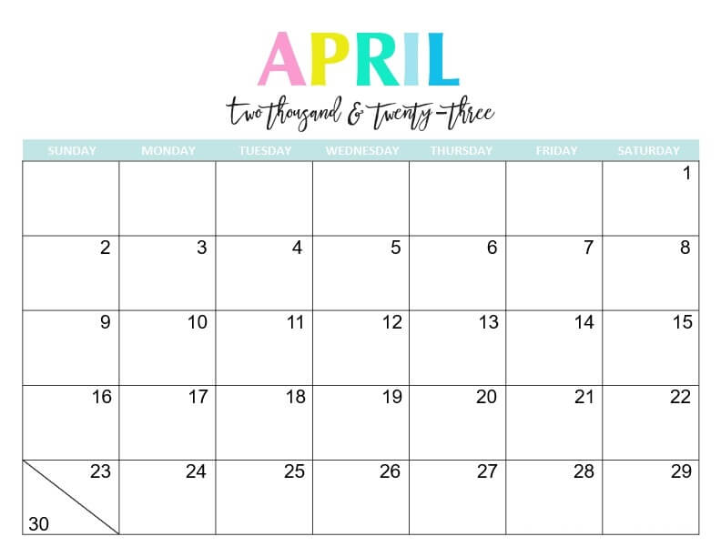 Editable April 2023 Calendar Printable