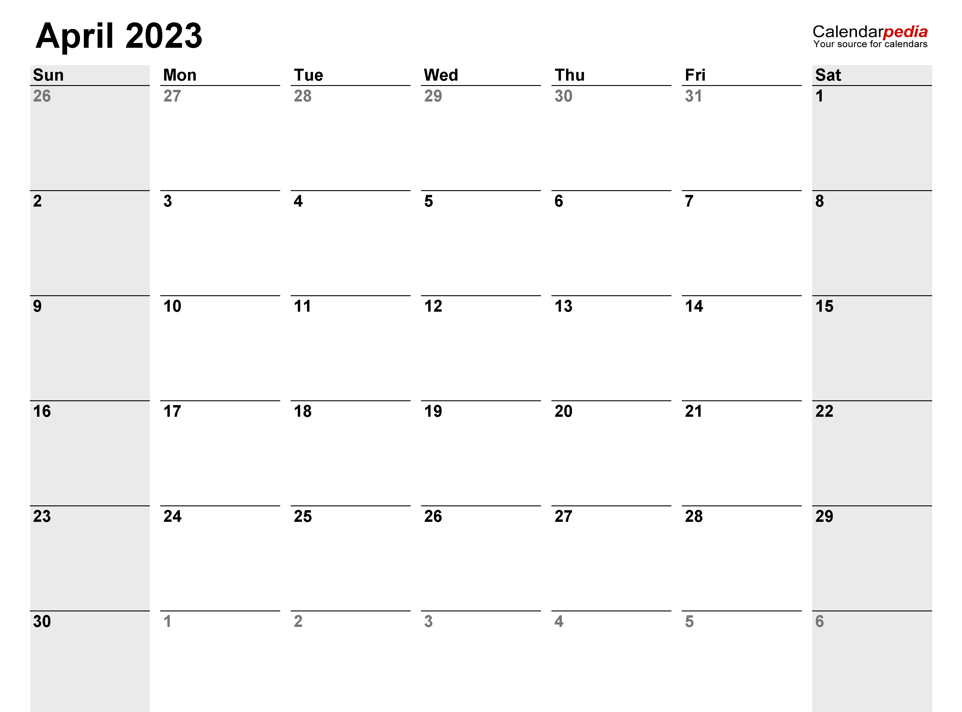 Editable April 2023 Calendar Templates