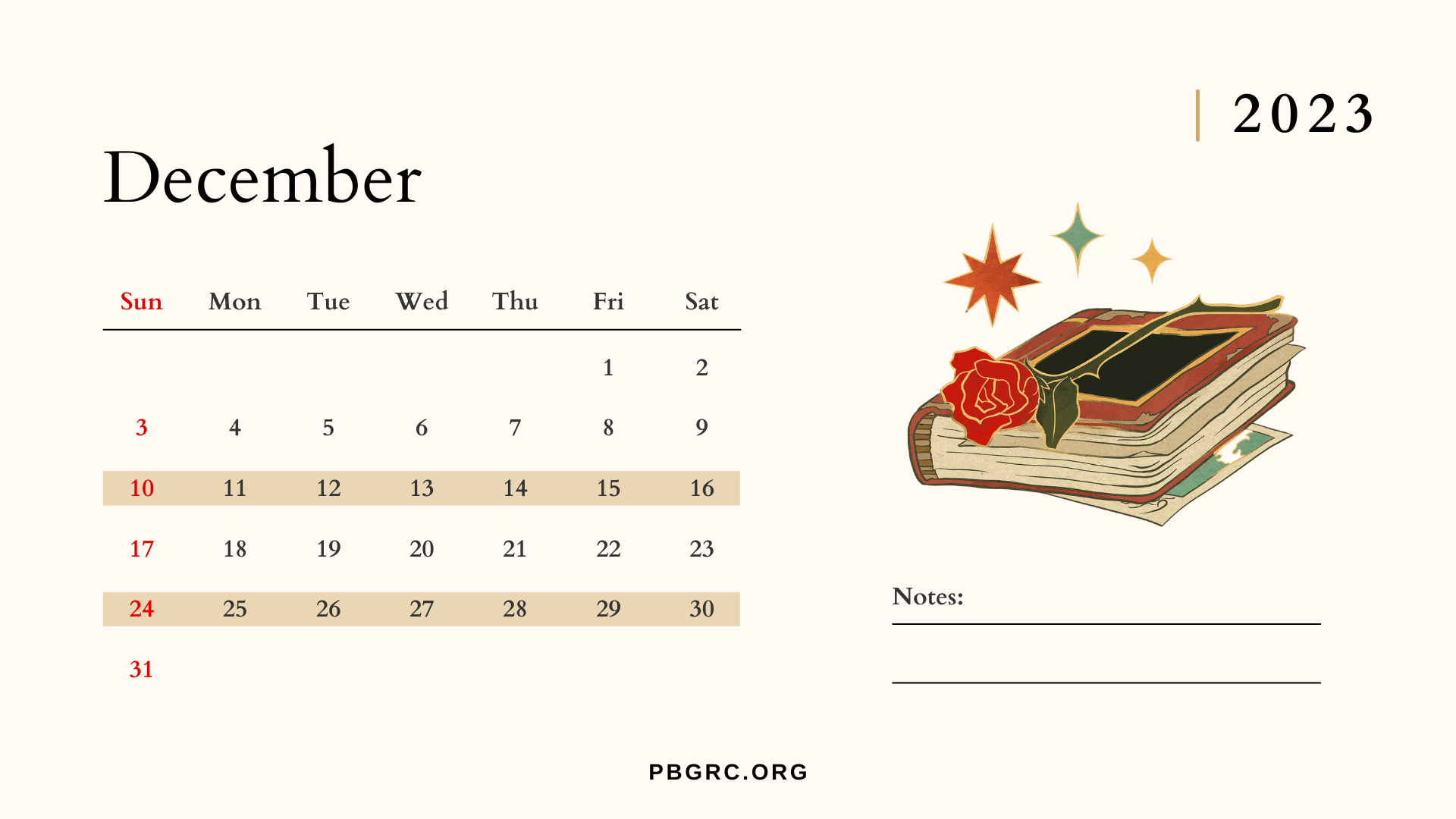 Editable December 2023 Calendar