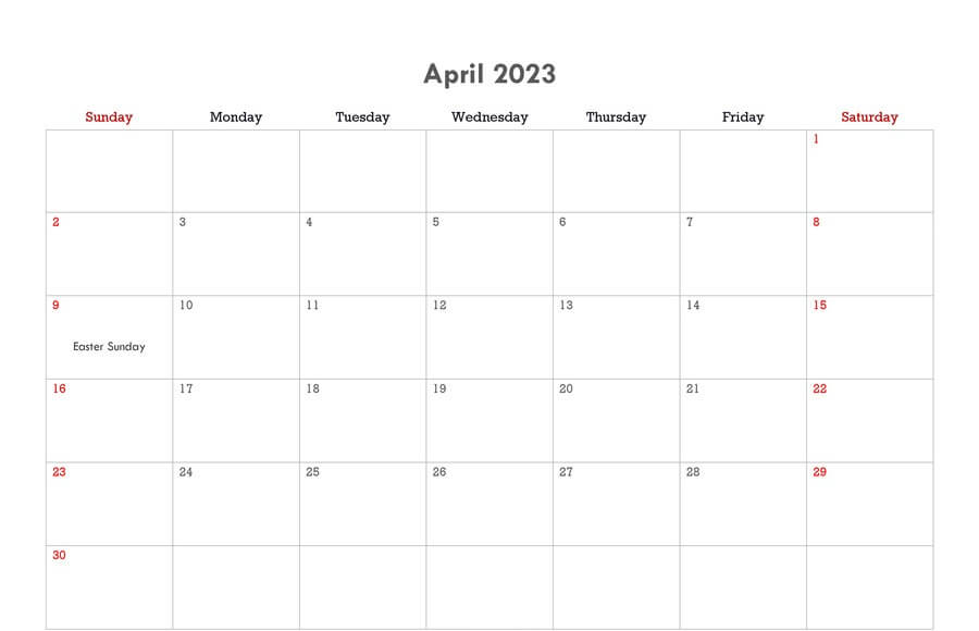 Fillable 2023 April Calendar Printable