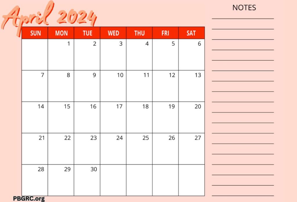 Fillable 2024 April Calendar Printable