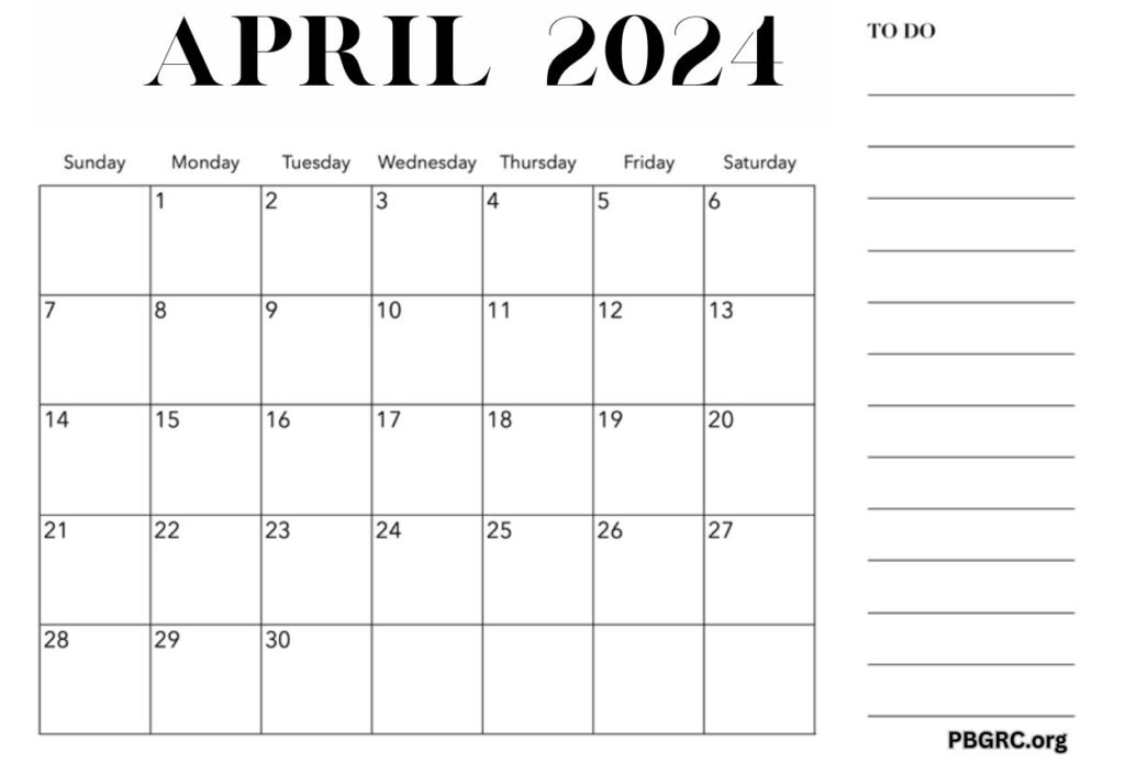 Fillable 2024 April Calendar Templates