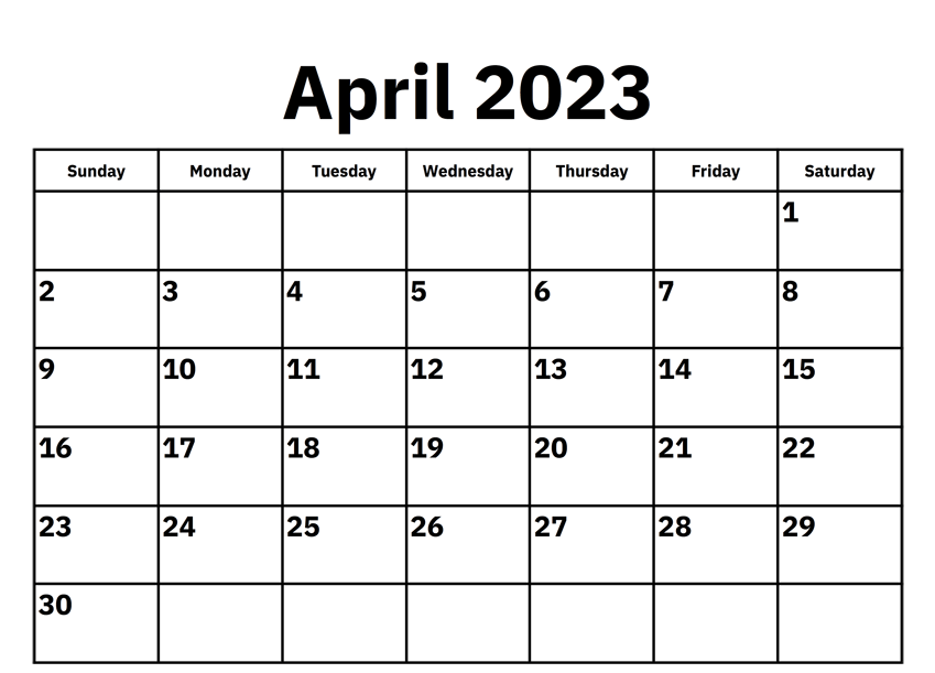 Fillable April 2023 Calendar PDF