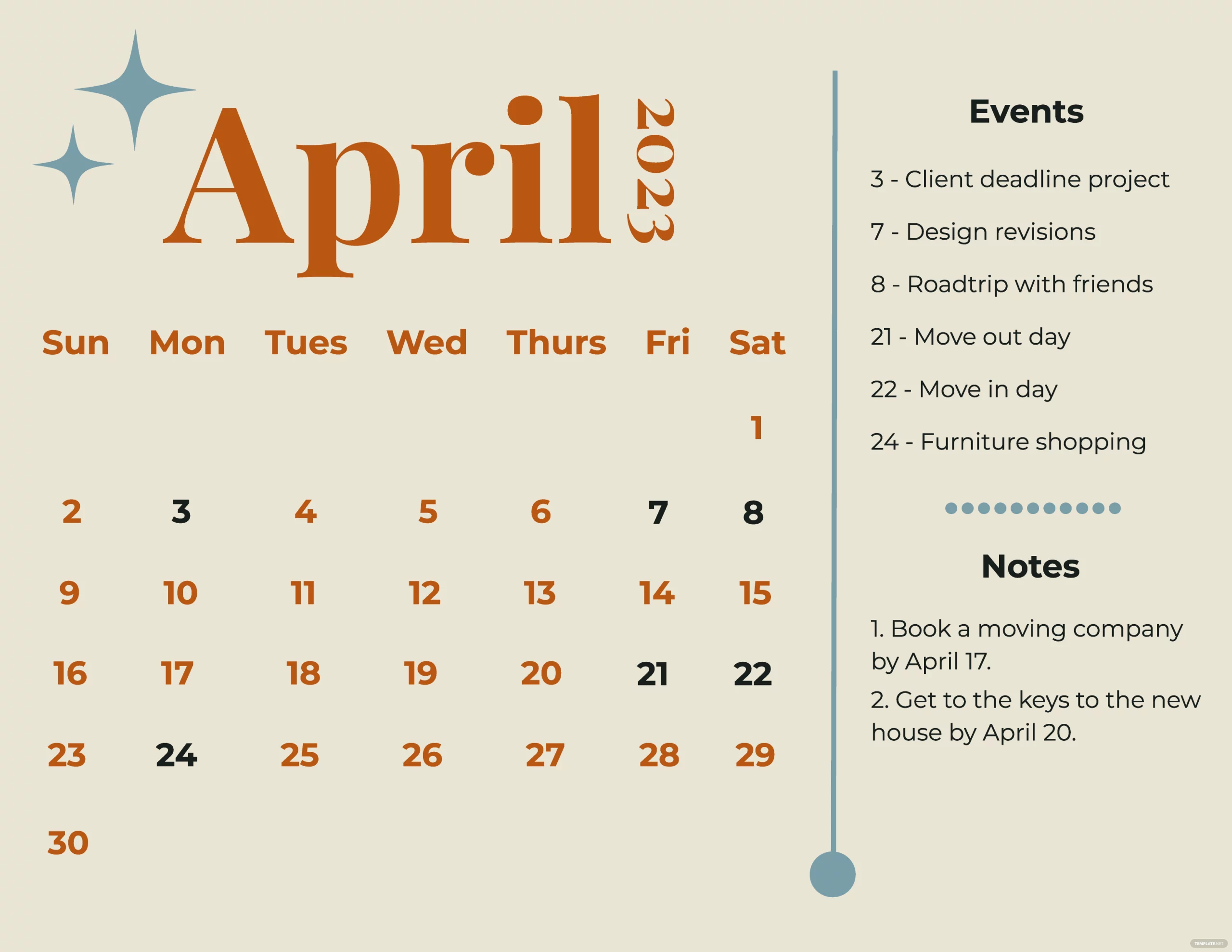 Free Editable April Calendar 2023 Template