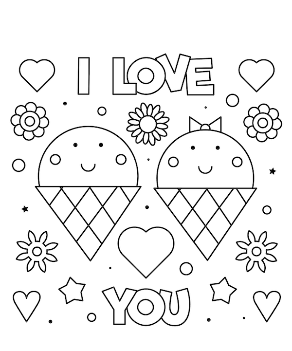 Happy Valentines Day Hearts Coloring Pages