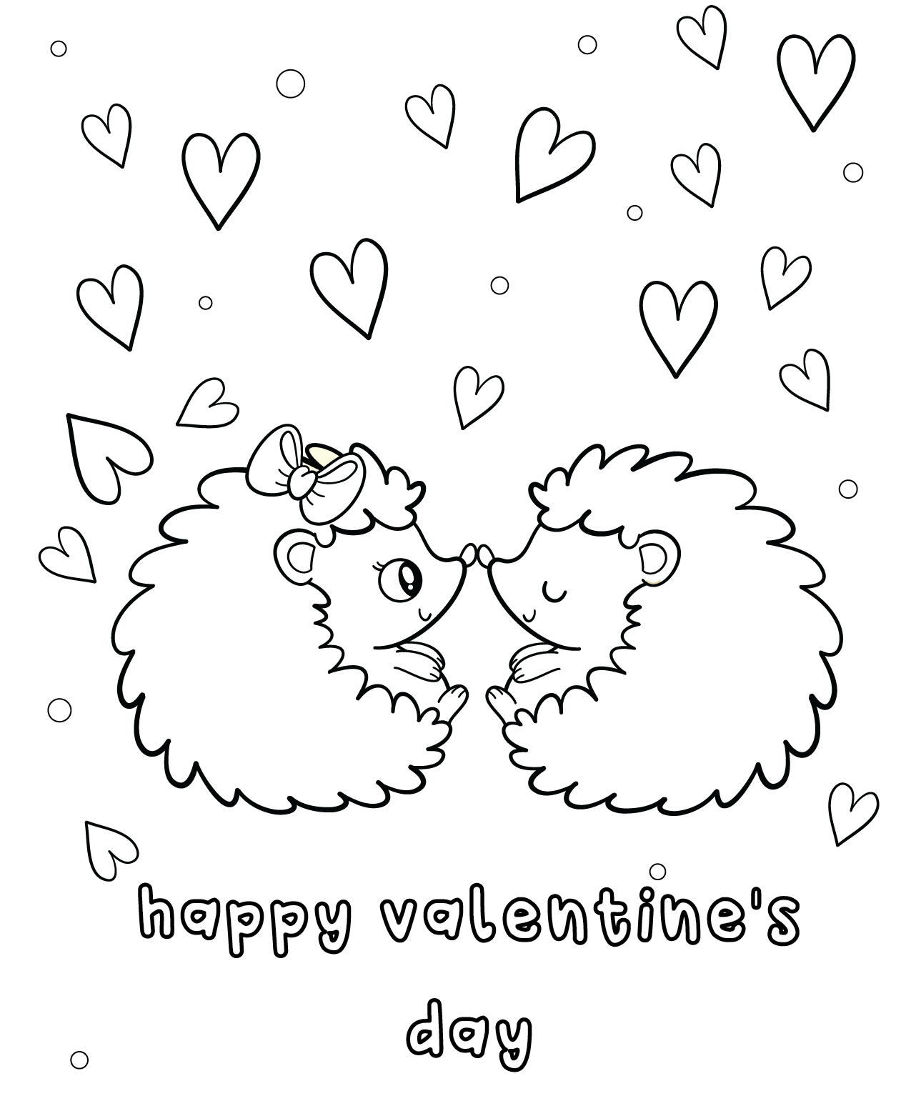 Hedgehog Valentines Day Coloring Page