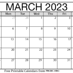 March 2023 Calendar Printable PDF