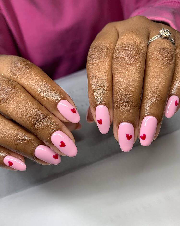 Pink Valentines Day Nails