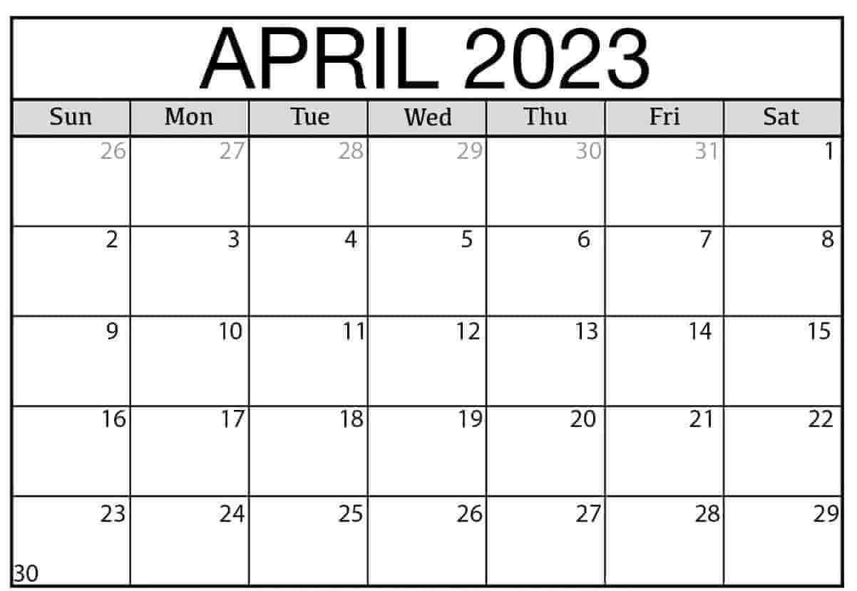 Printable April 2023 Calendar With Holidays