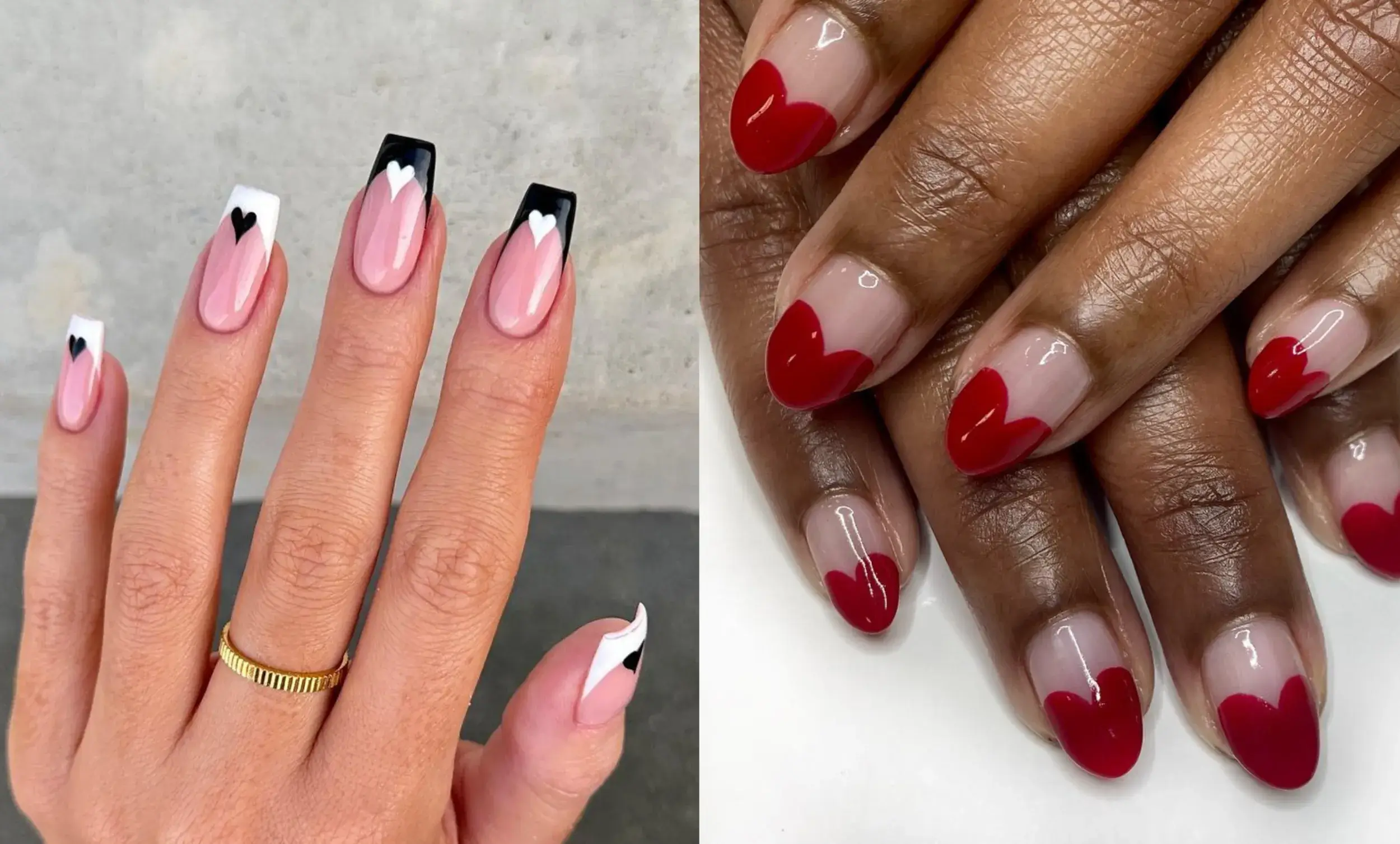 Valentines Day Nails Coffin Shape