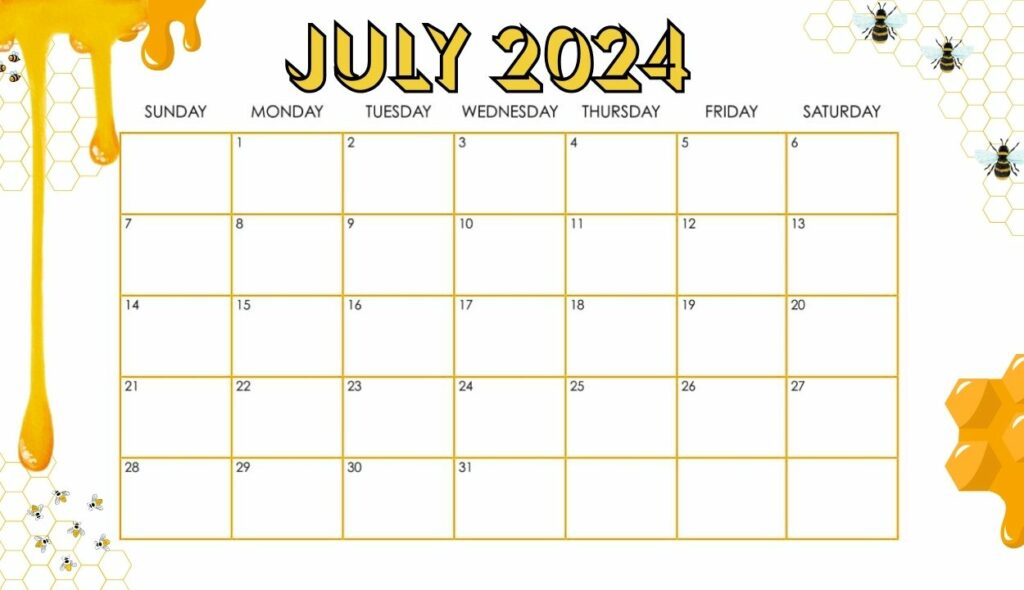2024 July Cute Calendar wallpaper