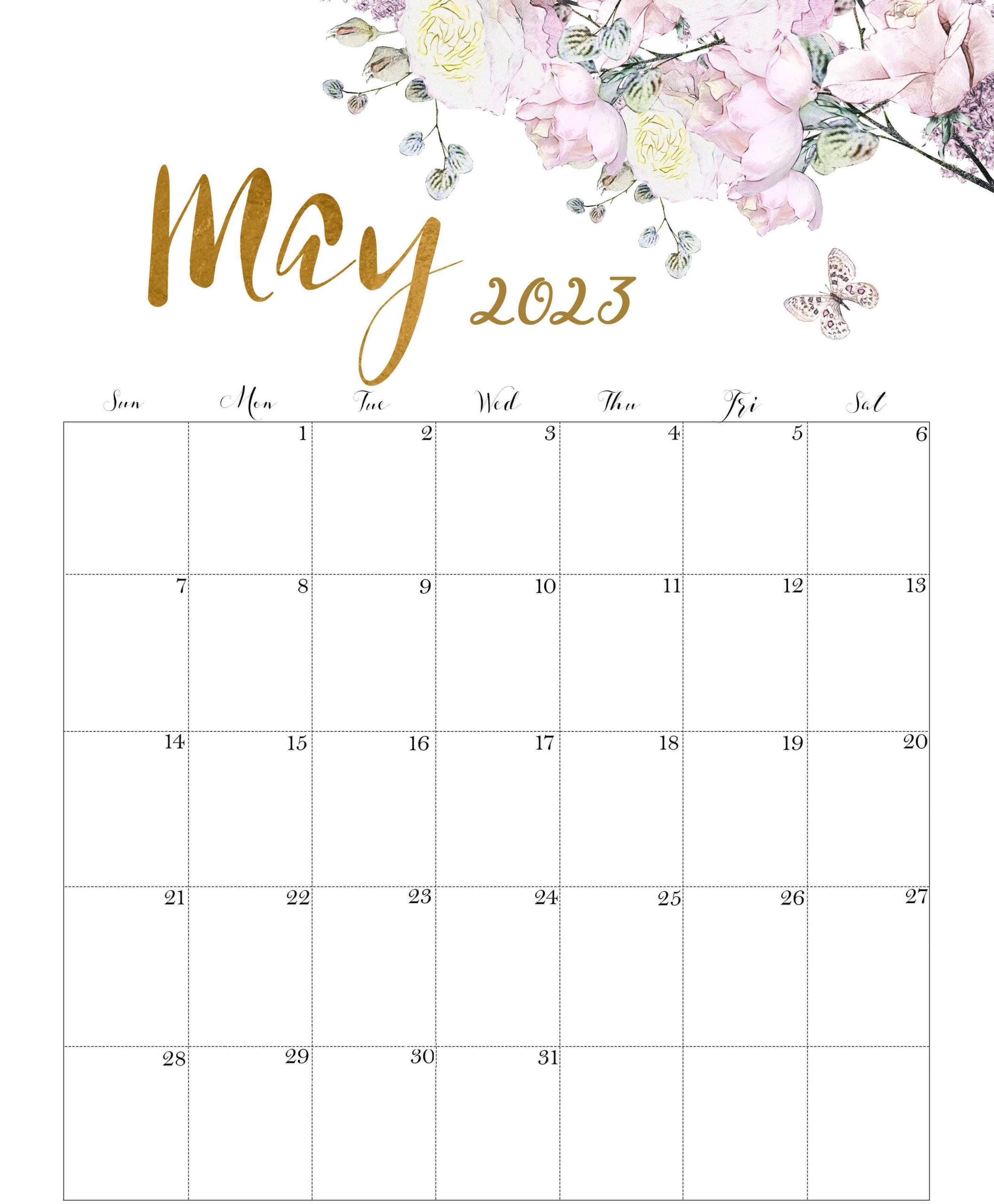 Calendar May 2023 Cute Floral