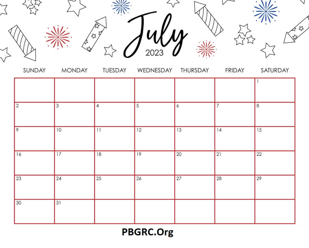Cute July 2023 Calendar