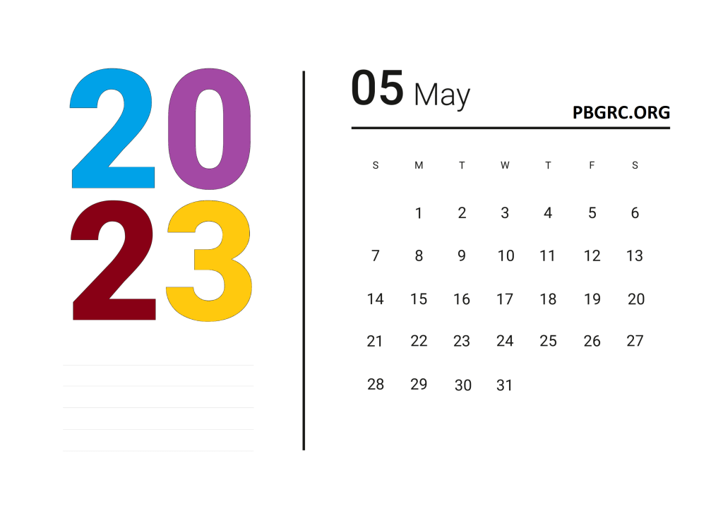 Cute May 2023 Calendar Floral Design