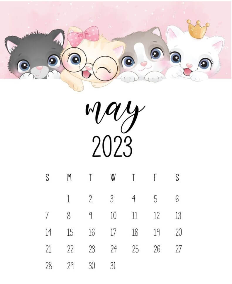 Cute May Calendar 2023 Floral