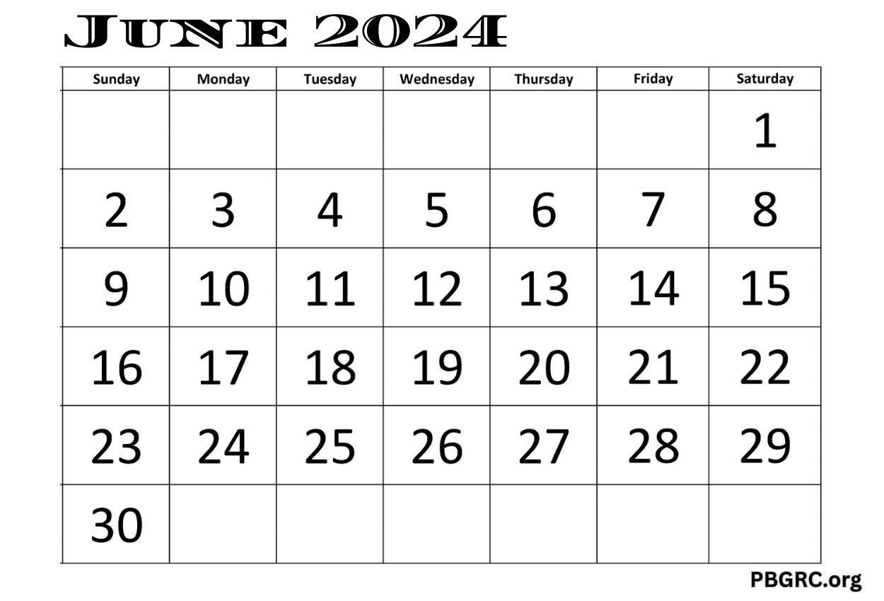 Editable 2024 June calendar