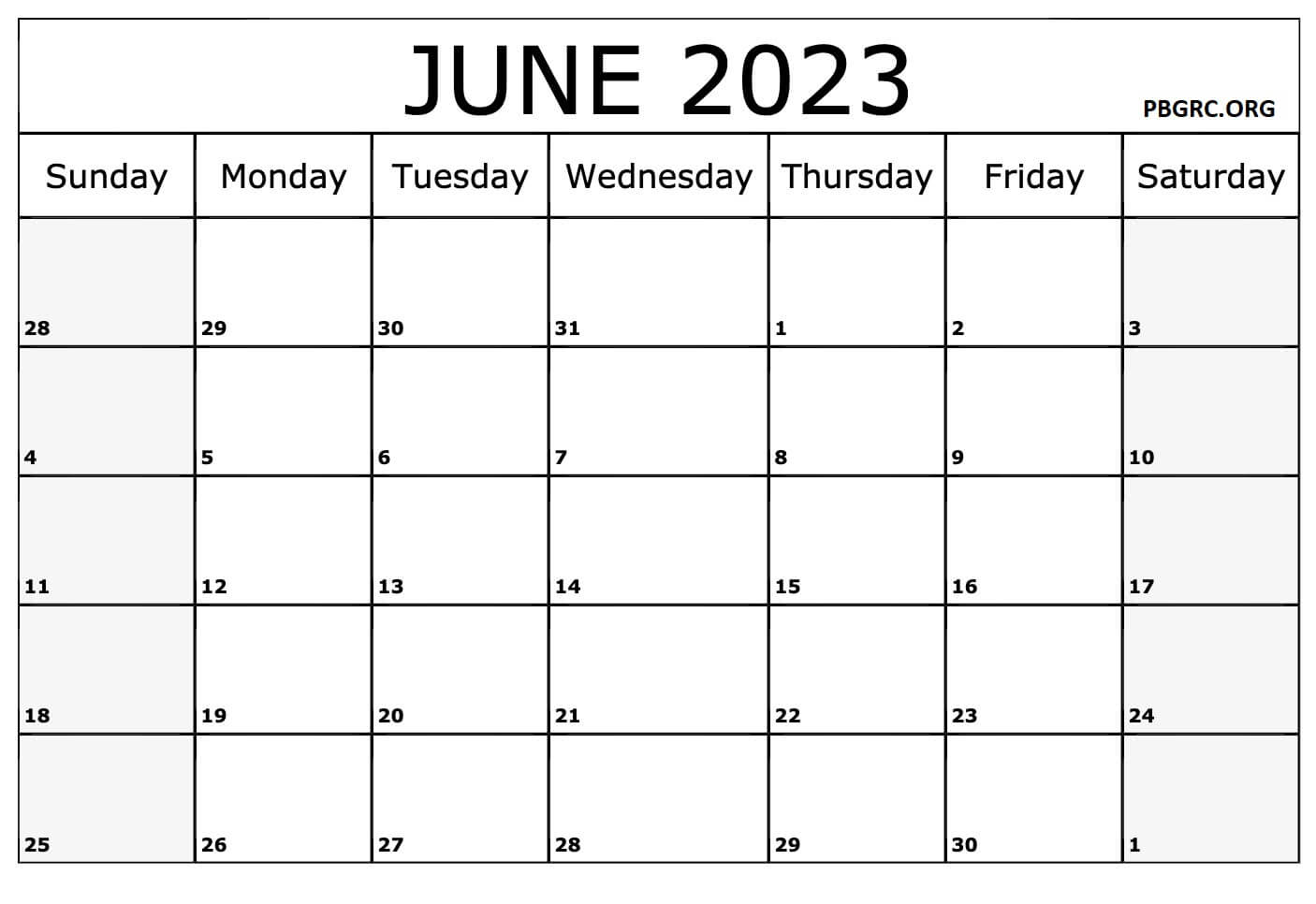 Editable June 2023 Calendar Templates