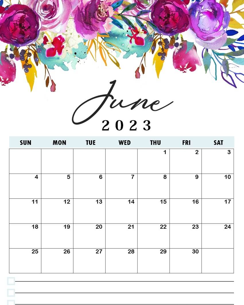 Floral 2023 June Calendar