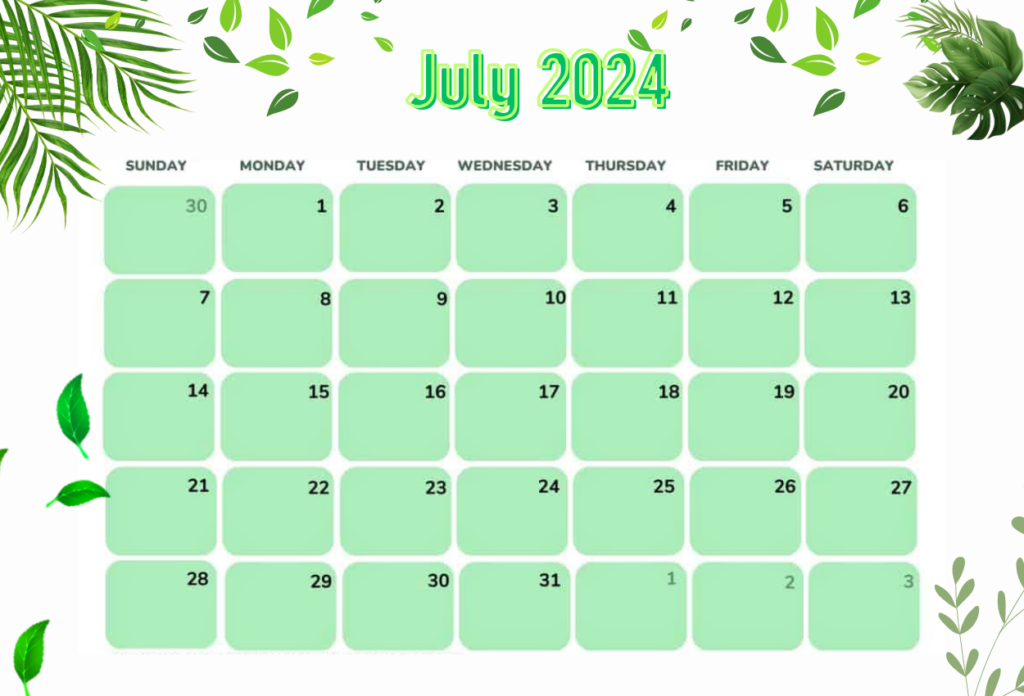 Floral 2024 July Calendar Wallpaper