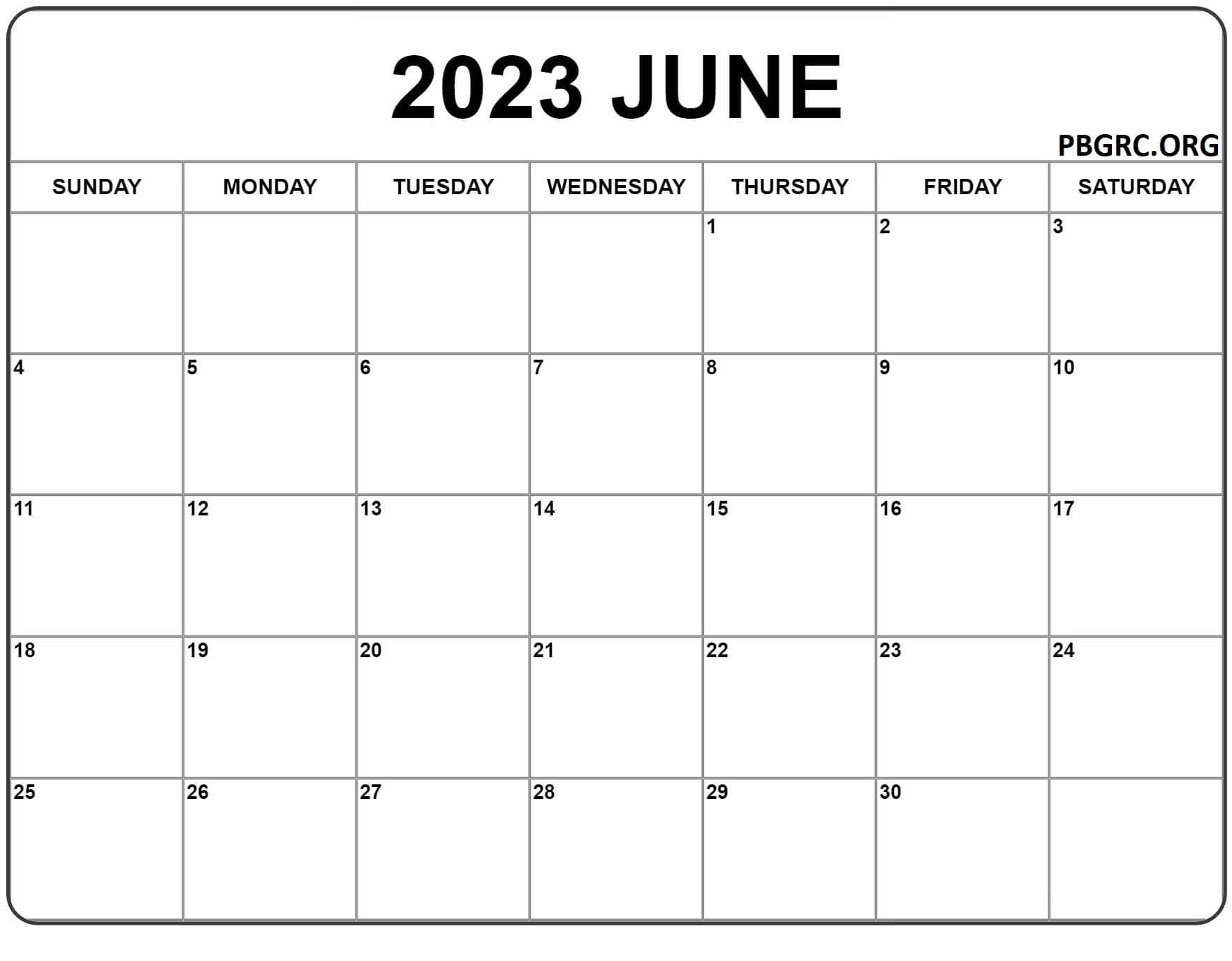 June 2023 Blank Calendar Templates with notes