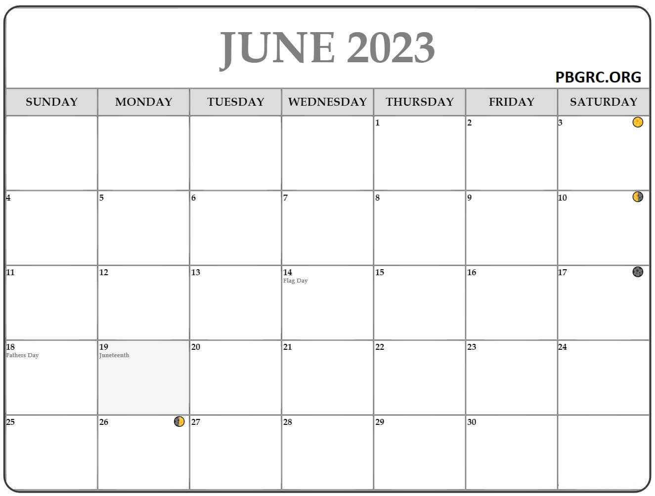 June 2023 Moon Calendar Phases