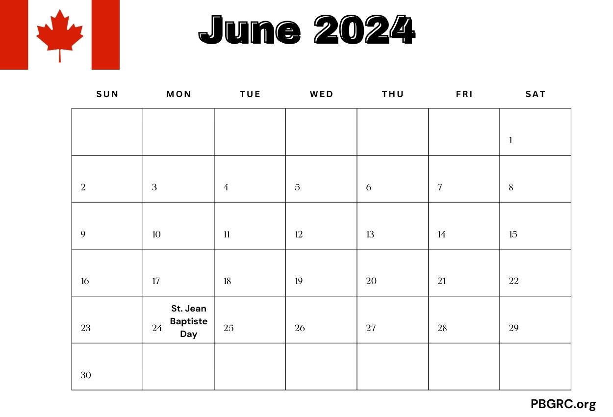 June 2024 Canada Calendar