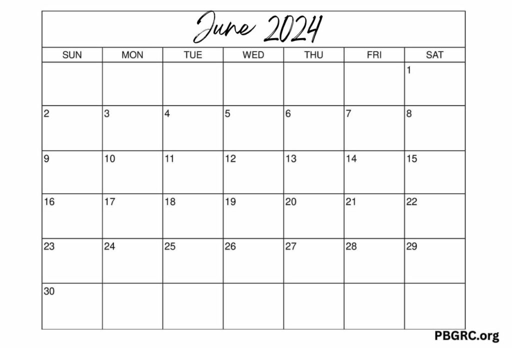 June 2024 Editable Calendar Free Printable