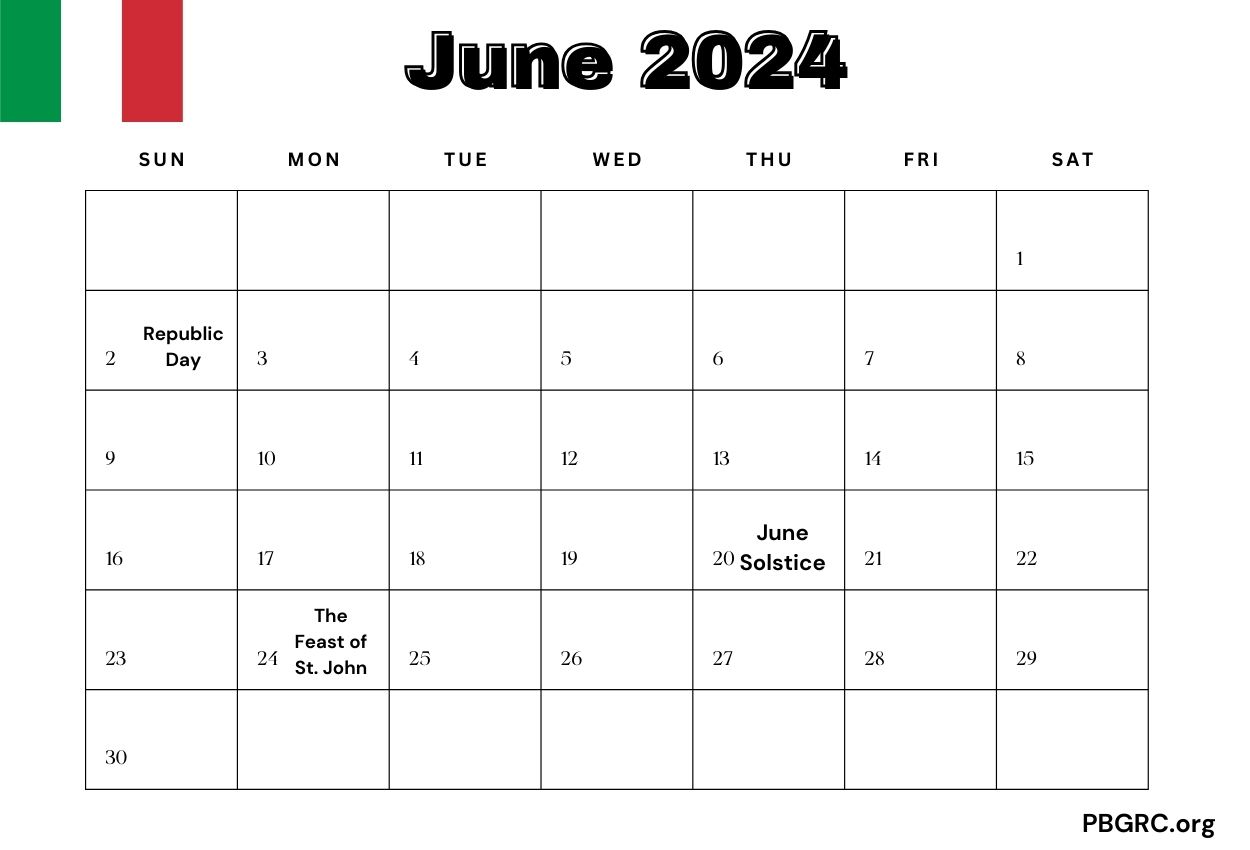 June 2024 Italy Calendar