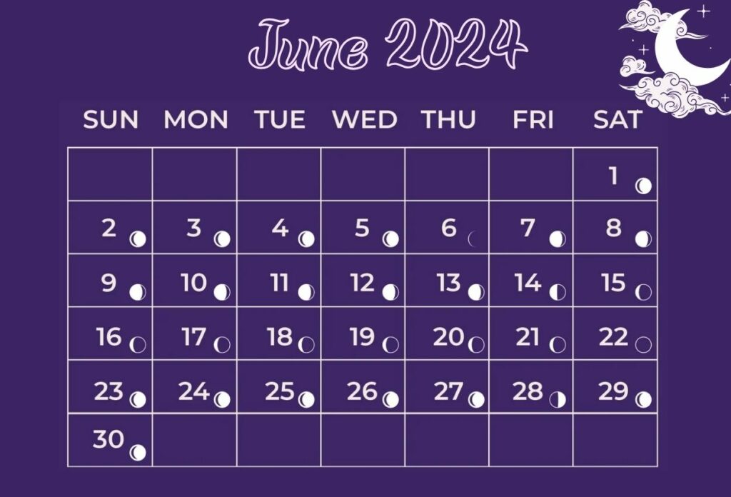 June 2024 Moon Calendar