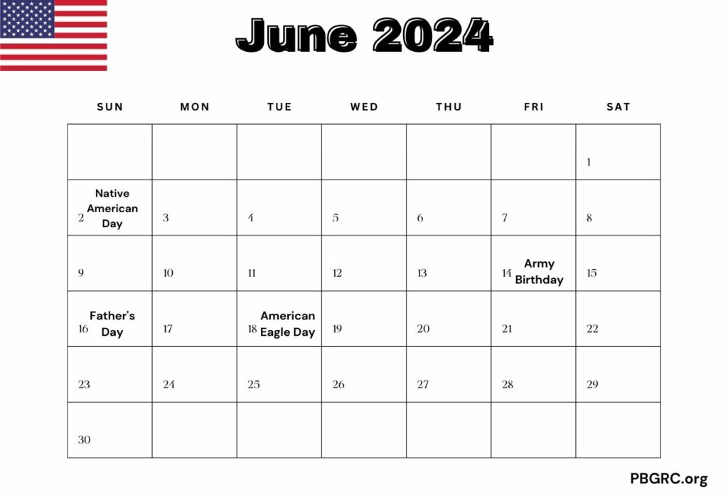 June 2024 USA Calendar