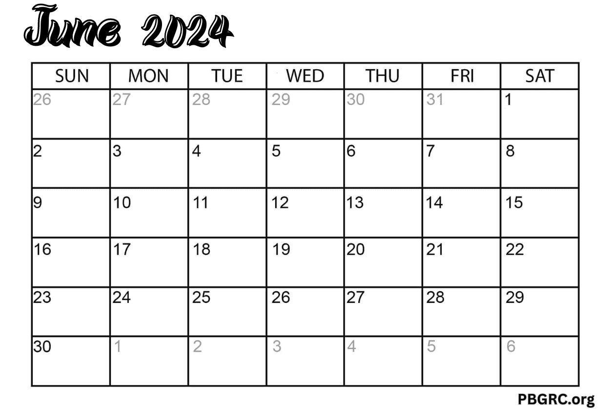 June 2024 blank calendar template