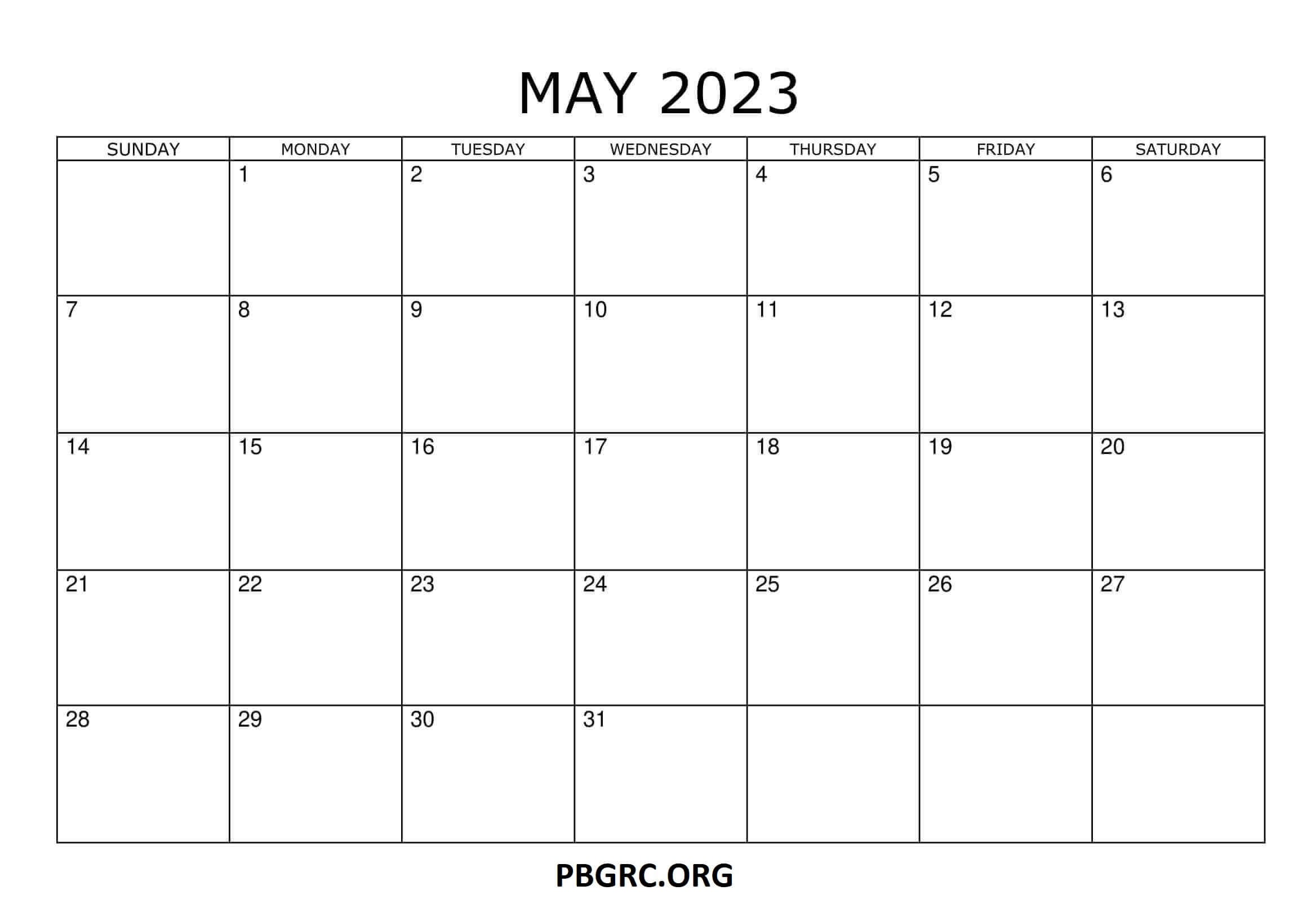 May 2023 Calendar Basic Templates