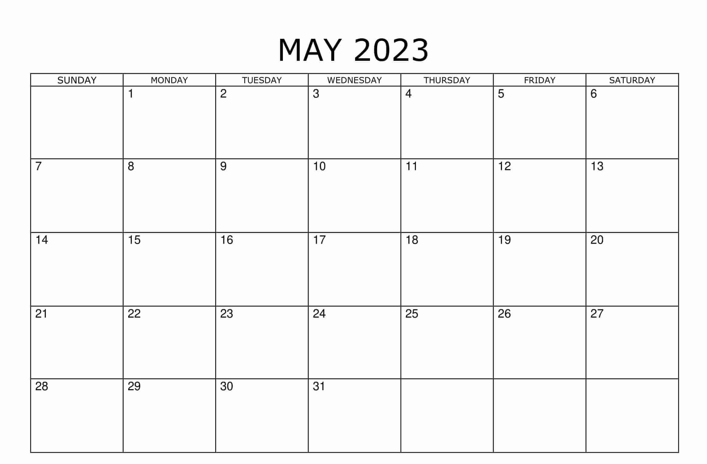 May 2023 Calendar Basic