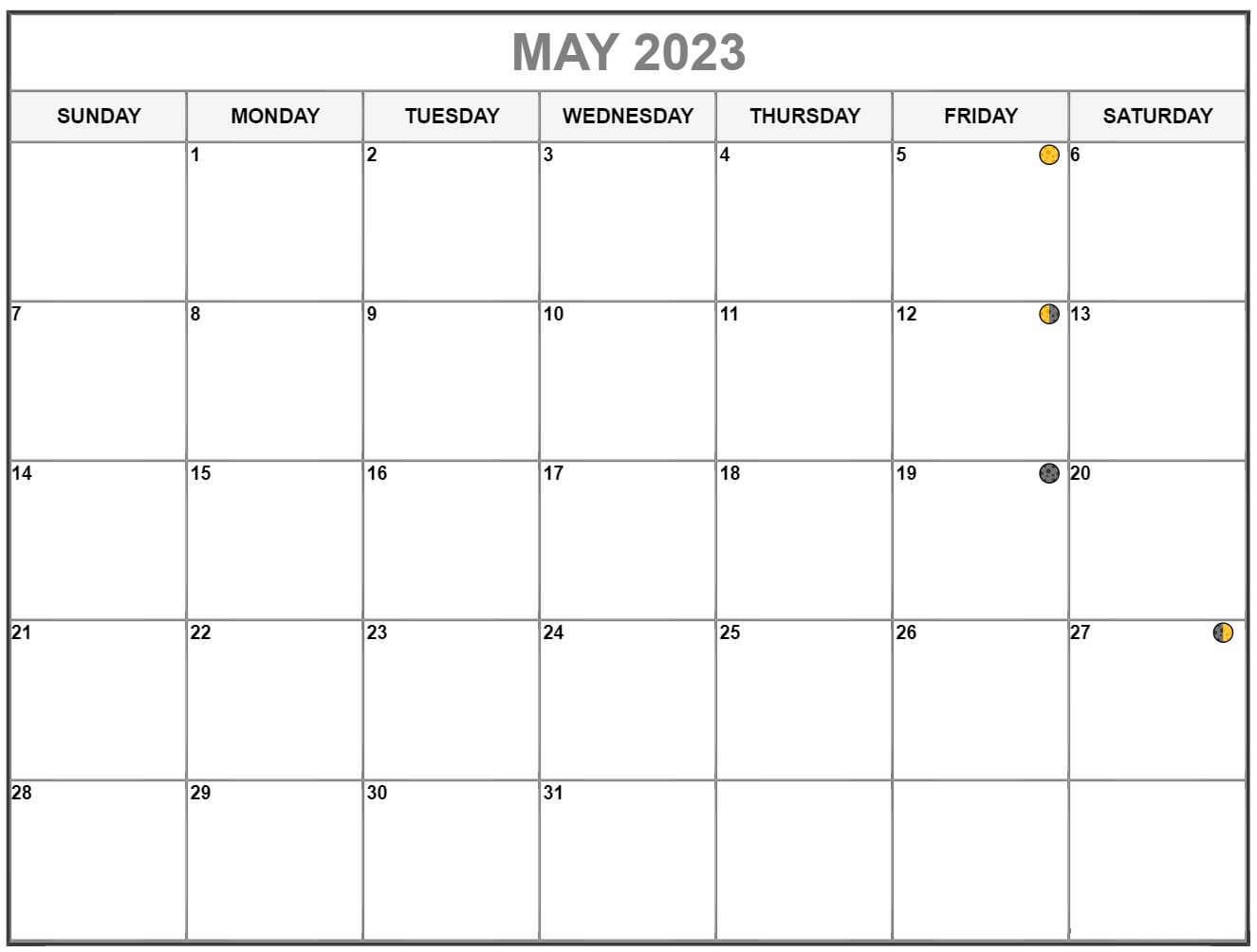 May 2023 Calendar Lunar
