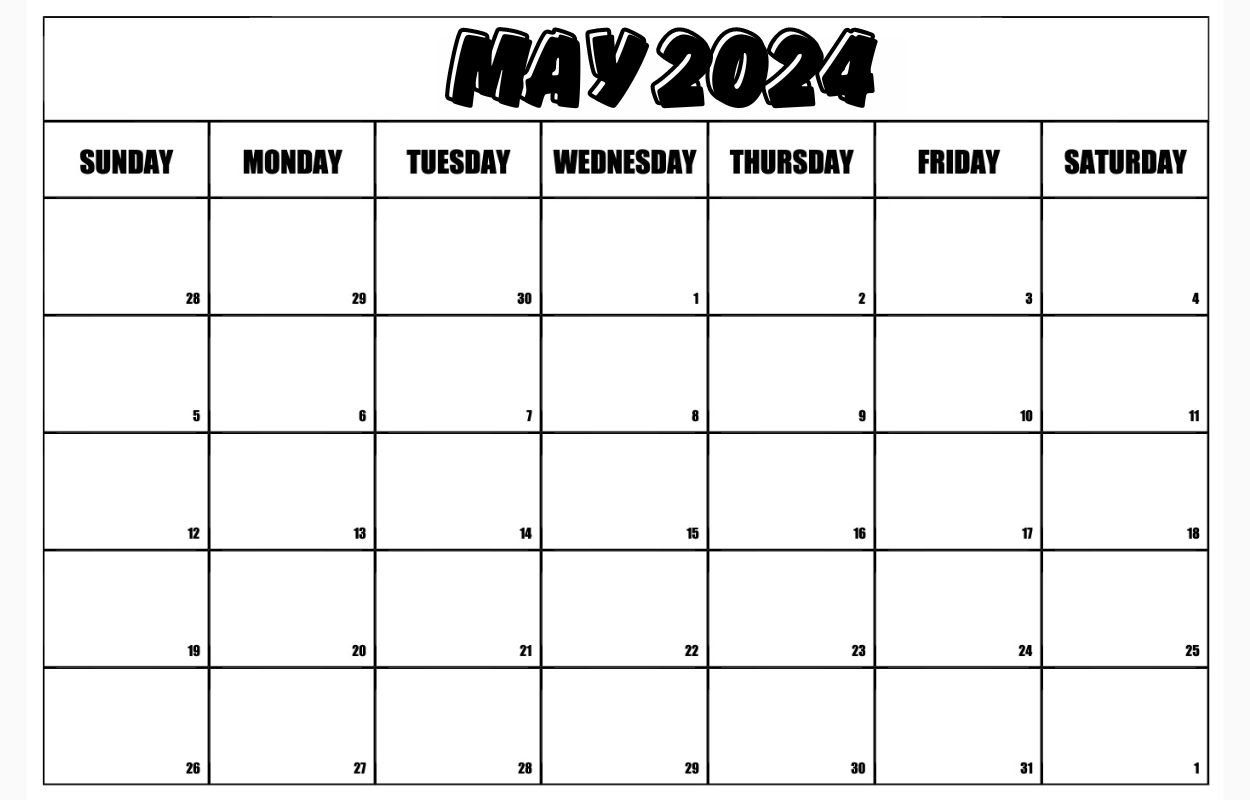 May 2024 Blank Editable Calendar