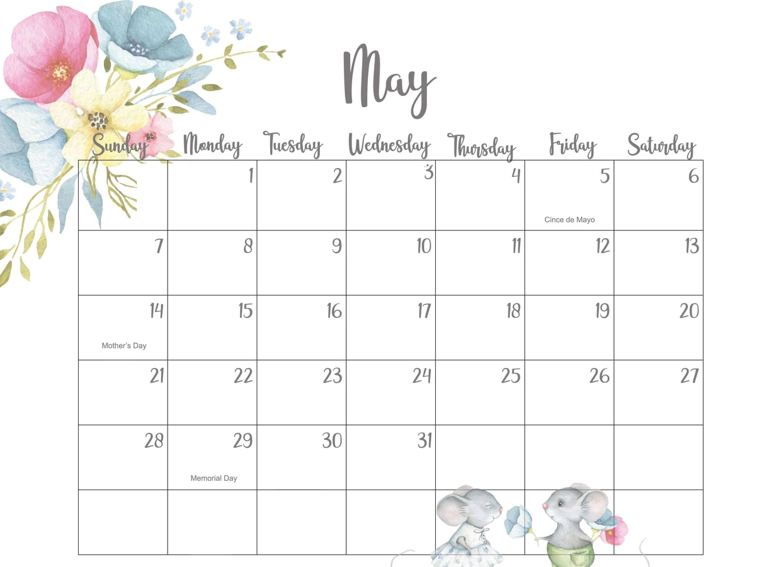 May Cute Calendar 2023 Pink Design